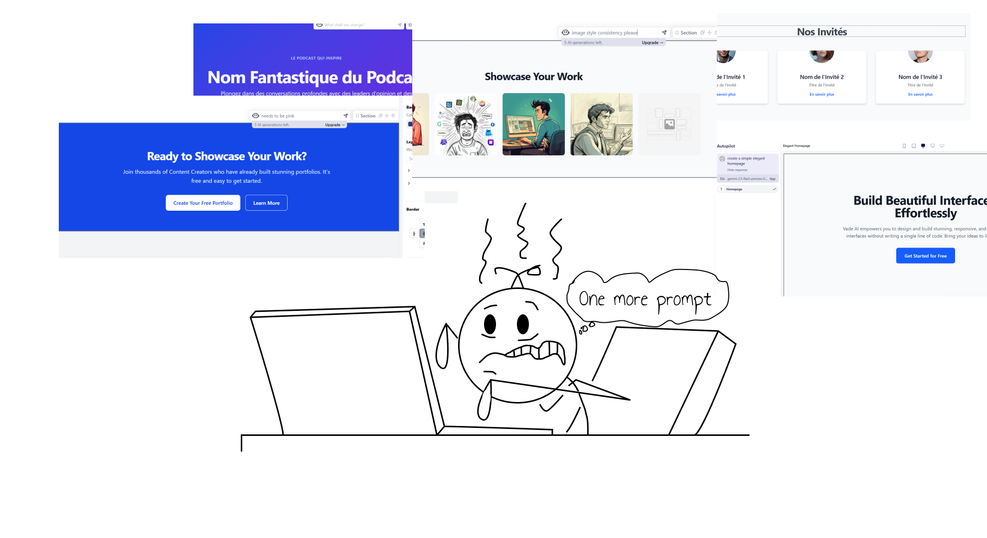An illustration depicting a frustrated stickman trying to prompt an LLM.