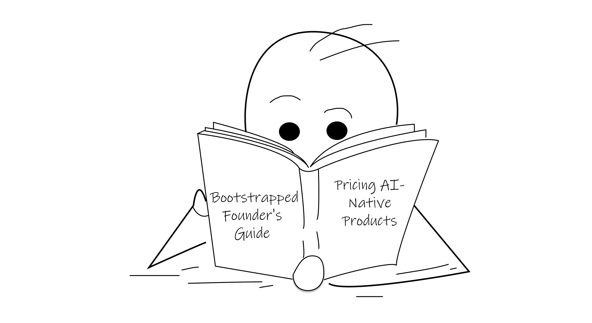 Feature image of a character reading the Bootstrapped Founder's Guide to Pricing