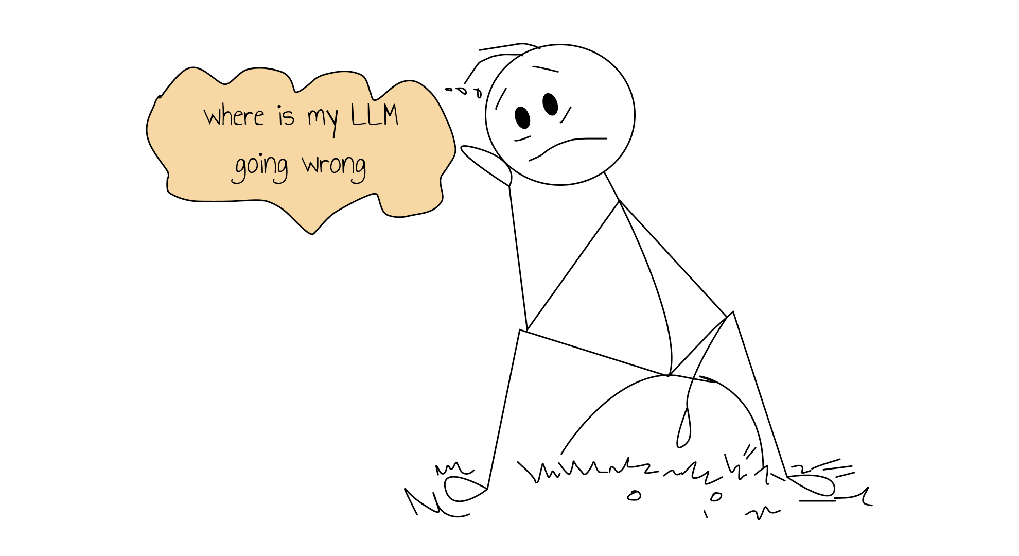 Feature image of a stickman wondering where their LLM is going wrong.