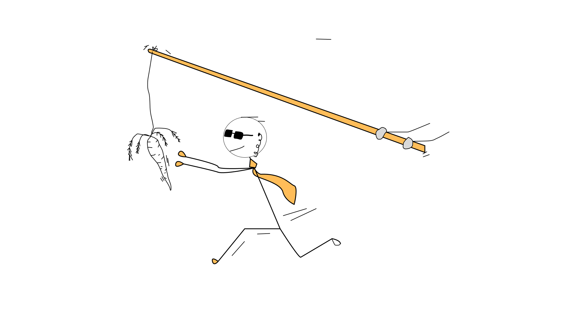An illustration of a stickman running after an illusionary carrot